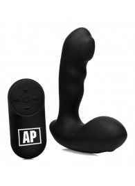 Черный стимулятор простаты Alpha-Pro 7X P-Milker Silicone Prostate Stimulator with Milking Bead - XR Brands - в Евпатории купить с доставкой