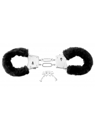 Меховые чёрные наручники Beginner s Furry Cuffs - Pipedream - купить с доставкой в Евпатории