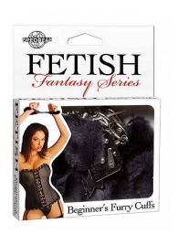 Меховые чёрные наручники Beginner s Furry Cuffs - Pipedream - купить с доставкой в Евпатории