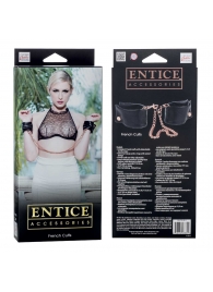 Черные мягкие наручники Entice French Cuffs с цепью - California Exotic Novelties - купить с доставкой в Евпатории