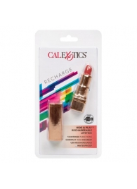 Золотистый вибратор-помада с красным мягким кончиком Hide   Play Rechargeable Lipstick - California Exotic Novelties - купить с доставкой в Евпатории