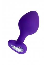 Фиолетовая анальная втулка Diamond Heart с прозрачным кристаллом - 8 см. - ToyFa - купить с доставкой в Евпатории