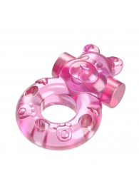 Розовое эрекционное виброкольцо на пенис Pink Bear - Baile - в Евпатории купить с доставкой