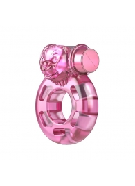 Розовое эрекционное кольцо с вибрацией Pink Bear - Baile - в Евпатории купить с доставкой