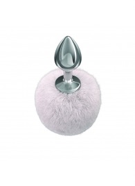 Серебристая анальная пробка с белым пушистым хвостиком Twinkle - Lola Games - купить с доставкой в Евпатории