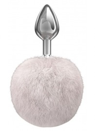 Серебристая анальная пробка с белым пушистым хвостиком Twinkle - Lola Games - купить с доставкой в Евпатории