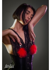 Зажимы на соски с красным пухом Euphoric - Lola Games - купить с доставкой в Евпатории