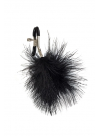 Зажимы на соски с черным пухом Euphoric - Lola Games - купить с доставкой в Евпатории