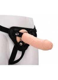 Черные трусики с телесной насадкой STRAP ON REAL DILDO - 21 см. - Dream Toys - купить с доставкой в Евпатории