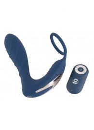 Синий вибростимулятор простаты с кольцом - 14,5 см. - Orion - в Евпатории купить с доставкой