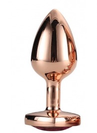 Золотистая анальная втулка с кристаллом-сердечком розового цвета - 7,1 см. - Dream Toys - купить с доставкой в Евпатории