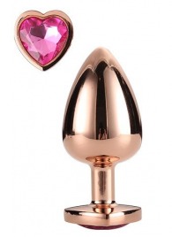 Золотистая анальная втулка с кристаллом-сердечком розового цвета - 7,1 см. - Dream Toys - купить с доставкой в Евпатории