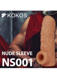 Телесная открытая насадка-реалистик с подхватом мошонки Nude Sleeve M - 12 см. - KOKOS - в Евпатории купить с доставкой