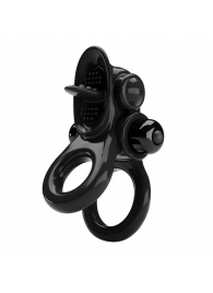 Черное эрекционное кольцо с подхватом мошонки и стимулятором клитора Passionate Ring - Baile - в Евпатории купить с доставкой