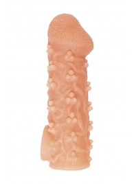Телесная закрытая насадка с пучками шишечек Cock Sleeve Size S - 13,8 см. - KOKOS - в Евпатории купить с доставкой