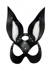 Черная маска зайки с белым мехом на ушках Miss Bunny - БДСМ Арсенал - купить с доставкой в Евпатории