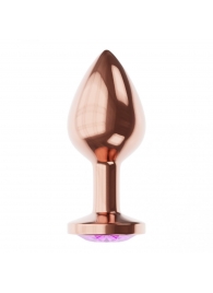 Пробка цвета розового золота с фиолетовым кристаллом Diamond Amethyst Shine S - 7,2 см. - Lola Games - купить с доставкой в Евпатории