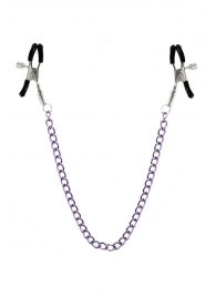 Зажимы для сосков с фиолетовой цепочкой Sweet Caress Nipple Chain - Sweet Caress - купить с доставкой в Евпатории