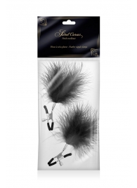Зажимы на соски с черными пуховыми кисточками Sweet Caress Feather Nipple Clumps - Sweet Caress - купить с доставкой в Евпатории