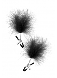 Зажимы на соски с черными пуховыми кисточками Sweet Caress Feather Nipple Clumps - Sweet Caress - купить с доставкой в Евпатории