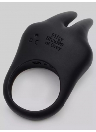 Черное эрекционное виброкольцо Sensation Rechargeable Vibrating Rabbit Love Ring - Fifty Shades of Grey - в Евпатории купить с доставкой