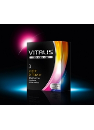 Цветные ароматизированные презервативы VITALIS PREMIUM color   flavor - 3 шт. - Vitalis - купить с доставкой в Евпатории