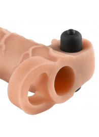Телесная вибронасадка с кольцом Vibrating Real Feel 2 Extension - 16 см. - Pipedream - в Евпатории купить с доставкой