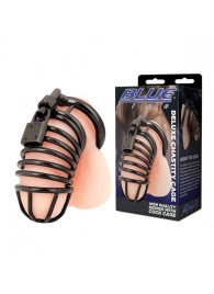 Черная металлическая клетка с замком Deluxe Chastity Cage - BlueLine - купить с доставкой в Евпатории