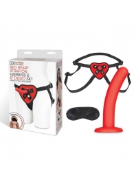 Красный поясной фаллоимитатор Red Heart Strap on Harness   5in Dildo Set - 12,25 см. - Lux Fetish - купить с доставкой в Евпатории