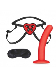 Красный поясной фаллоимитатор Red Heart Strap on Harness   5in Dildo Set - 12,25 см. - Lux Fetish - купить с доставкой в Евпатории