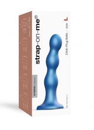 Голубая насадка Strap-On-Me Dildo Plug Balls size L - Strap-on-me - купить с доставкой в Евпатории