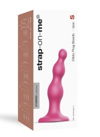 Розовая насадка Strap-On-Me Dildo Plug Beads size S - Strap-on-me - купить с доставкой в Евпатории