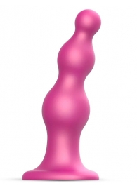 Розовая насадка Strap-On-Me Dildo Plug Beads size S - Strap-on-me - купить с доставкой в Евпатории