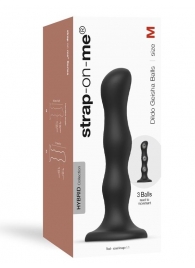 Черная насадка Strap-On-Me Dildo Geisha Balls size M - Strap-on-me - купить с доставкой в Евпатории