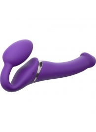 Фиолетовый безремневой вибрострапон Silicone Bendable Strap-On - size M - Strap-on-me - купить с доставкой в Евпатории