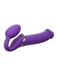 Фиолетовый безремневой вибрострапон Silicone Bendable Strap-On - size XL - Strap-on-me - купить с доставкой в Евпатории