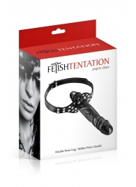 Черный кляп-фаллоимитатор Double Penis Gag - Fetish Tentation - купить с доставкой в Евпатории