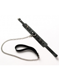 Черный ошейник с шипами и поводком - Crazy Handmade - купить с доставкой в Евпатории