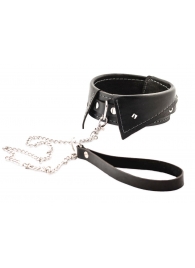 Черный ошейник-воротничок с металлическим поводком - Crazy Handmade - купить с доставкой в Евпатории