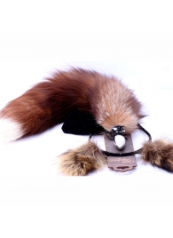 Игровой комплект: серебристая анальная пробка с пушистым хвостом и ободок-ушки - Crazy Handmade - купить с доставкой в Евпатории