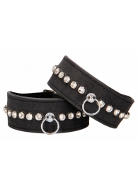 Черные наручники Diamond Studded Wrist Cuffs - Shots Media BV - купить с доставкой в Евпатории