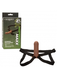 Коричневый фаллопротез из силикона Extension with Harness - 15,75 см. - California Exotic Novelties - купить с доставкой в Евпатории