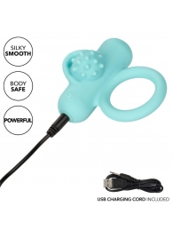 Аквамариновое эрекционное виброкольцо Silicone Rechargeable Nubby Lover’s Delight - California Exotic Novelties - в Евпатории купить с доставкой