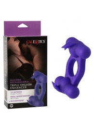 Фиолетовое эрекционное виброкольцо с двумя моторами Silicone Rechargeable Triple Orgasm Enhancer - California Exotic Novelties - в Евпатории купить с доставкой