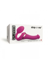 Ярко-розовый безремневой страпон Multi Orgasm Size S с клиторальной стимуляцией - Strap-on-me - купить с доставкой в Евпатории
