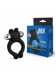 Черное силиконовое эрекционное виброкольцо Sex Expert - Sex Expert - в Евпатории купить с доставкой