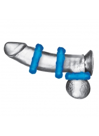 Комплект из трех голубых эрекционных колец 3-Pack Ribbed Rider Cock Ring Set - BlueLine - в Евпатории купить с доставкой