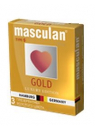 Презервативы Masculan Ultra Gold с золотым напылением и ароматом ванили - 3 шт. - Masculan - купить с доставкой в Евпатории