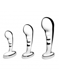 Набор из 3 стальных стимуляторов простаты Stainless Steel P-spot Training Set - b-Vibe - в Евпатории купить с доставкой