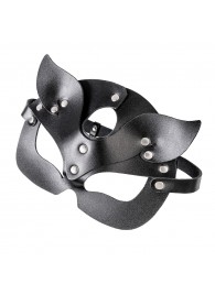 Черная кожаная рельефная маска кошки - Pecado - купить с доставкой в Евпатории